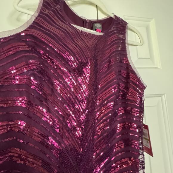 Vince Camuto Plum Purple Sequin Mini Swing Sheath Dress Sleeveless 14 NWT - Picture 6 of 9
